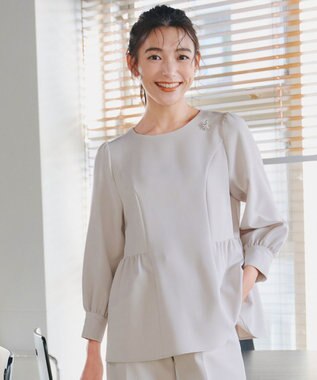 【ダブルクロス】パフスリーブペプラムチュニックブラウス