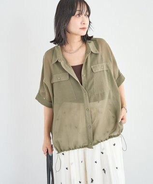 Green Parks 表面感裾ドロストシャツ