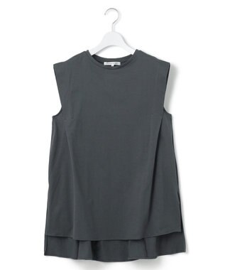 23区 L 【洗える】コンパクトヤーン フレアデザイン ノースリーブ カットソー
