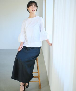 #Newans 【ANSWER for Co-Creation】ベルスリーブシンプルブラウス ホワイト系