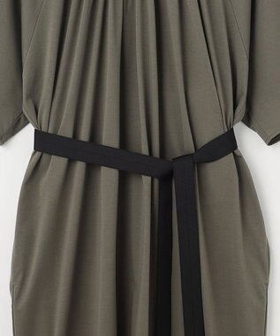 自由区 【WEB限定・洗える・XSサイズあり】ライトギャザーフレアスリーブ ワンピース カーキ系