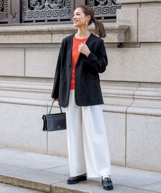 UNFILO BEAUTY MOVE ボタン付き ノーカラージャケット ネイビー