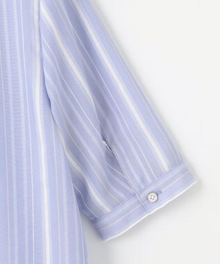 J.PRESS LADIES 【洗える】SHEERストライプ クルーネック ブラウス サックスストライプ系