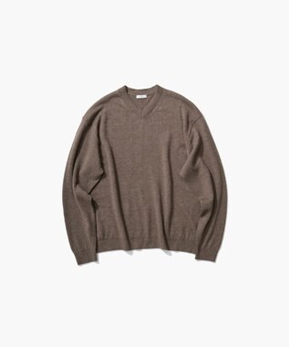 ATON LINEN WOOL BRUSHED | Vネックセーター - UNISEX CAMEL