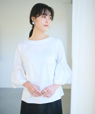 #Newans 【ANSWER for Co-Creation】ベルスリーブシンプルブラウス ホワイト系