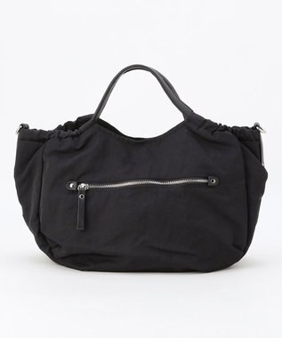 LA BAGAGERIE 【MONICA】サイドギャザー2WAYトートバッグ Mサイズ ブラック