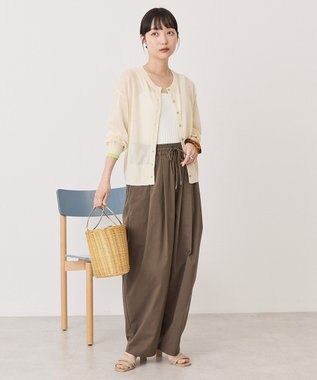 AMERICAN HOLIC シアー配色ニットカーディガン Ivory