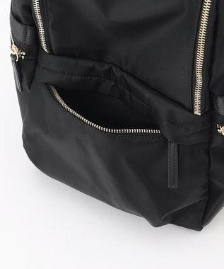 ICB 【A4サイズ収納可・容量約14L】8ポケットメタルファスナー ナイロンリュック ブラック［ゴールドファスナー］