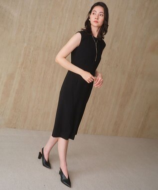 BEIGE， 【セットアップ対応】CINDY / 配色ライン クルーネックドレス Black x Black