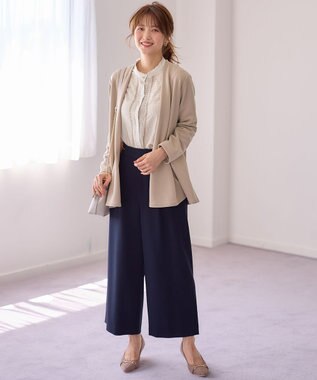 ANY SIS L 【洗える】フリルスタンドピンタック ブラウス アイボリー系