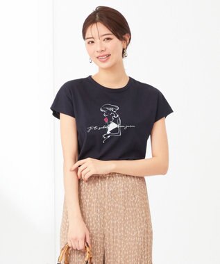 ANY SIS 【JIJI × any SiS】イラストフレンチスリーブ Tシャツ ネイビー