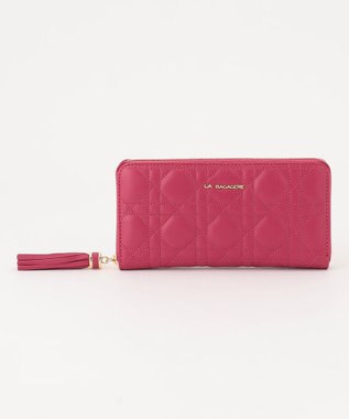 LA BAGAGERIE シープキルティング　ラウンドウォレット ダークピンク