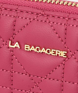 LA BAGAGERIE シープキルティング　ラウンドウォレット ダークピンク