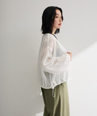 Green Parks シアーＺＩＰＶネックブルゾン Off White