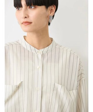 AMERICAN HOLIC イージーケア＋接触冷感　Ｗポケットシャツチュニック Stripe Ivory