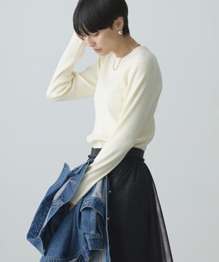 AMERICAN HOLIC バイパチクルーネックリブニットプルオーバー Ivory