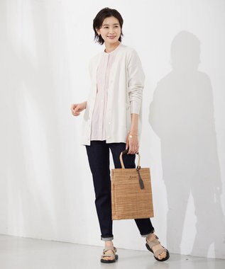 J.PRESS LADIES L 【洗える】 Co/Peライト Vネック ロング カーディガン アイボリー系