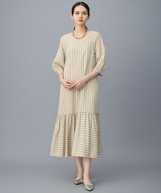 自由区 ビスコースナイロンドビーストライプ ワンピース ベージュ系