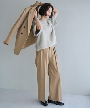 UNFILO L ナイロンシャギー  ハーフスリーブ プルオーバー グレージュ