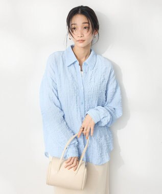 CRAFT STANDARD BOUTIQUE ポコポコワッシャーシャツ Sax