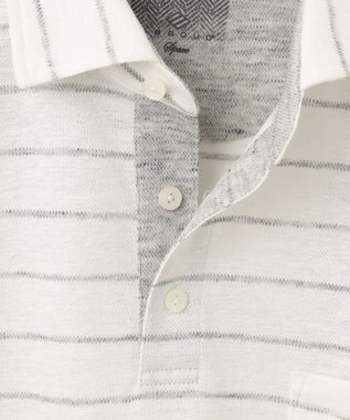JOSEPH ABBOUD MOUNTAIN 【SPACE／UNISEX】クイックドライ リネンハニカムボーダーポロシャツ ホワイト系2