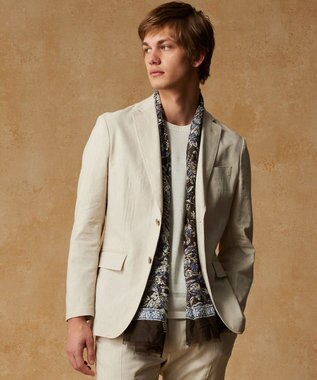 JOSEPH ABBOUD 【キングサイズ・清涼/ストレッチ】ストレッチリネンシャンブレー ジャケット アイボリー系