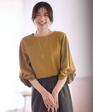 ANY L 【洗濯機可】シルケットスムースタックスリーブプルオーバー キャメル