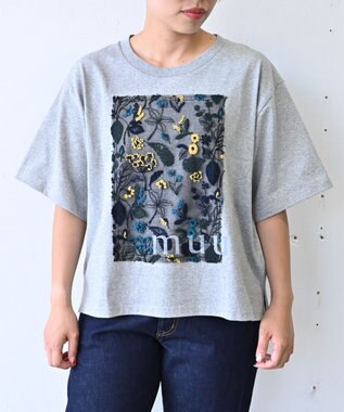 muuc 〈オープンエンド糸使用ドライタッチコットン生地〉筆記帳刺繍オーバーサイズTシャツ