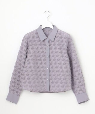 自由区 シアージオメトリックジャカードクロップド丈 ブラウス モーヴ