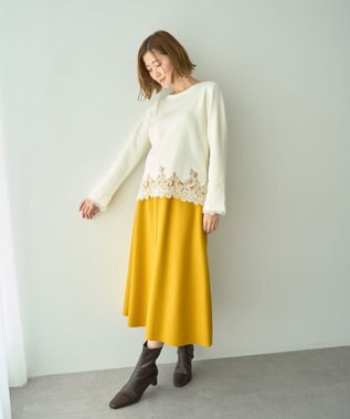 YECCA VECCA レースヘムニット Off White