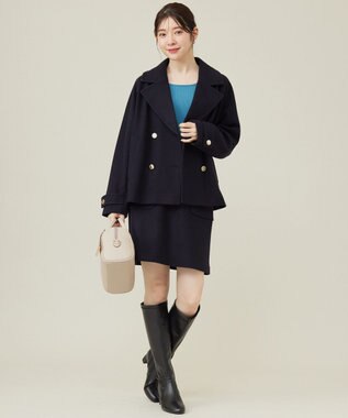 ANY SIS 【セットアップ可】メルトンライク ミニスカート ネイビー