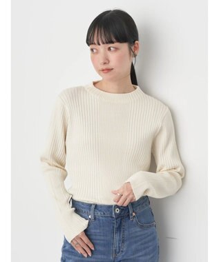 earth music&ecology 切り替えリブニットプルオーバー Off White