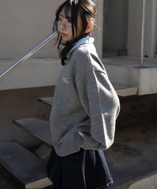 WEGO シャツドッキングニットプルオーバー 杢グレー