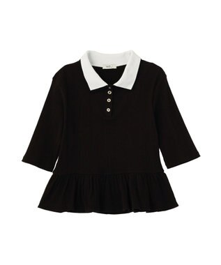 earth music&ecology ダブル衿ペプラムプルオーバー Black