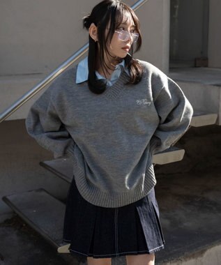 WEGO シャツドッキングニットプルオーバー 杢グレー