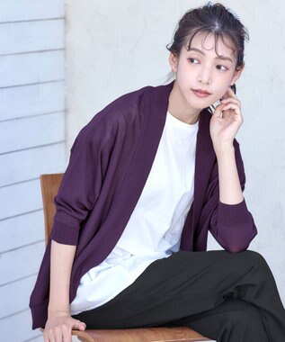 Tiaclasse L 【洗える】体型カバーも叶うドルマンニットカーディガン パープル