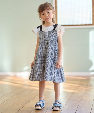 ANY KIDS サッカー ギンガム ワンピース ブラック系