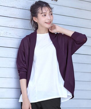 Tiaclasse L 【洗える】体型カバーも叶うドルマンニットカーディガン パープル