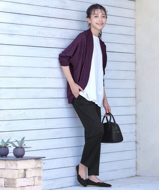 Tiaclasse L 【洗える】体型カバーも叶うドルマンニットカーディガン パープル