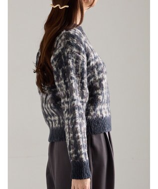 Te chichi チェックジャガードニットプルオーバー ネイビー