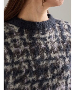 Te chichi チェックジャガードニットプルオーバー ネイビー