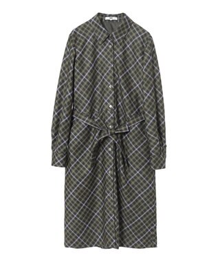 DAKS ハウスチェック バイアスシャツワンピース グリーン