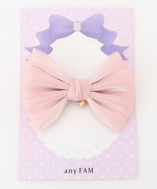 ANY KIDS オーガンジーリボンヘアクリップ ピンク