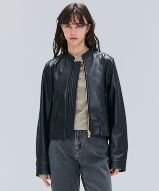 BEIGE， 【andGIRL 秋号掲載】CLYDE / ステッチデザインラムレザーブルゾン