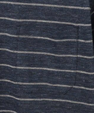 JOSEPH ABBOUD MOUNTAIN 【SPACE／UNISEX】クイックドライ リネンハニカムボーダーポロシャツ ネイビー系2