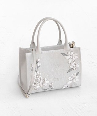 【キャンセル分発売中！】FLORA EMBROIDERY BAG バッグ, ライトグレー系, F