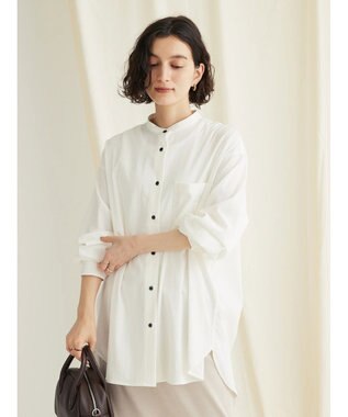 CRAFT STANDARD BOUTIQUE レーヨンデシンバンドカラーシャツ Off White