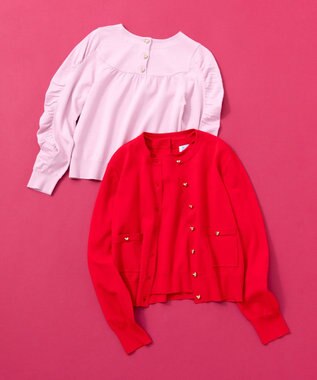 組曲 ハートボタン ニットプルオーバー ピンク系