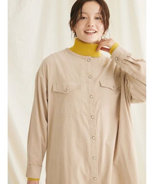 CRAFT STANDARD BOUTIQUE コーデュロイパールドット釦ワンピース Beige