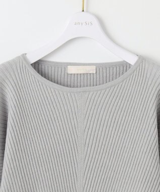 ANY SIS L 【洗える】アレンジRIB ニット アイスグレー